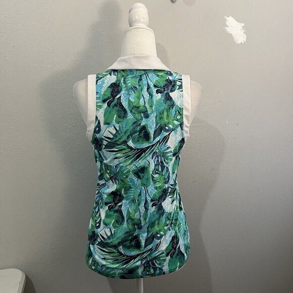 Tommy Bahama Golf Tropical Print Sleeveless Zip Front Polo Shirt Size M - Picture 3 of 9
